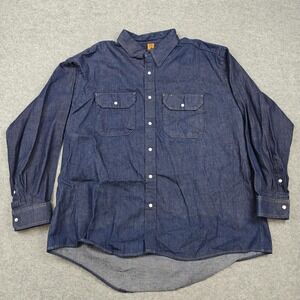 Vintage Big Ben Shirt Mens 2XL Blue Denim Long Sleeve Snap Western Workwear
